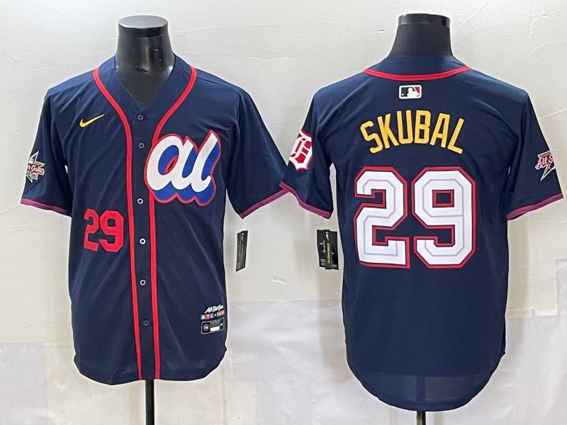 Men 2025 Detroit Tigers #29 Skubal Drak Blue All star Nike MLB Jersey style 4->chicago cubs->MLB Jersey